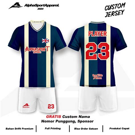 Jual Jersey Sepak Bola Futsal Voli Badminton Motif Vintage Strip