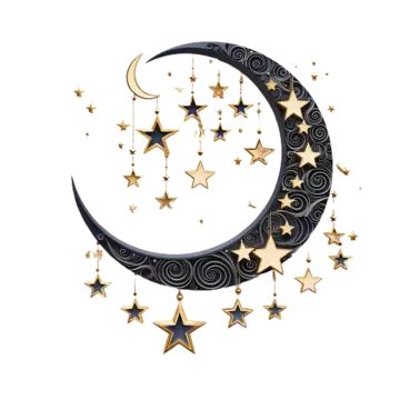 3d Crescent Moon With Stars 3d Crescent Moon Star PNG Transparent