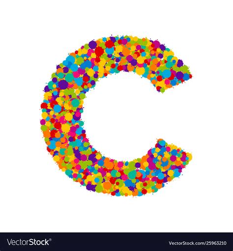 Colorful Paint Splashes Font Letter C Royalty Free Vector