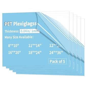 Amazon 5 Pack 8x10 PET Sheets 0 04 Thick PET Plexiglass Sheets