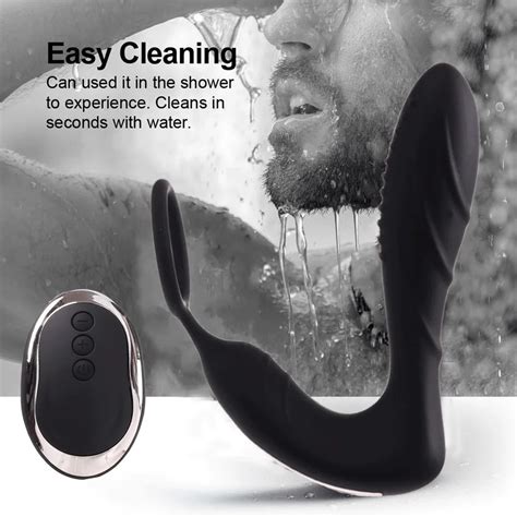 Massageador de próstata de silicone sem fio controle remoto vibrador anal de 10