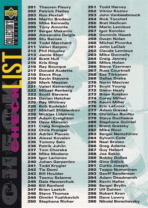 🏒 95 96 Collectors Choice Players Club Checklist 396 Ebay