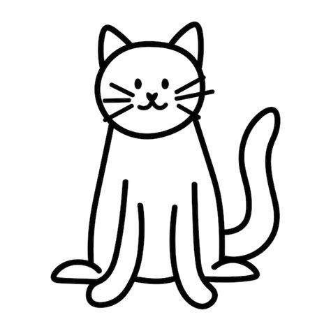 Doodle Ilustra O De Linha De Desenho Animado De Gato Fofo Esbo O