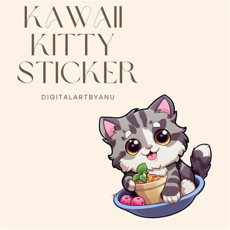 Kawaii Kitty Sticker Water Bottle Decal Journal And Sketch Book Decal