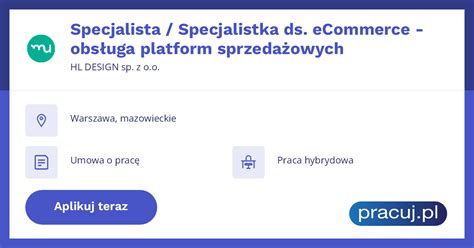 Oferta pracy Specjalista Specjalistka ds eCommerce obsługa