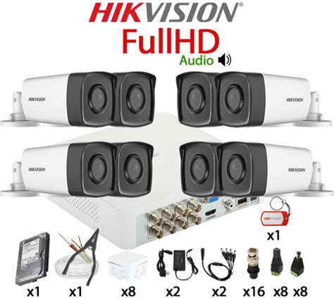 Hikvision Kit Camere Video Complet Fullhd Mm Ir M Microfon