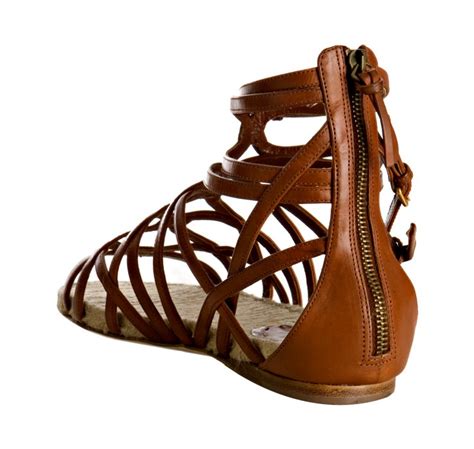 Lyst - Miu Miu Brown Strappy Leather Flat Gladiator Sandals in Brown