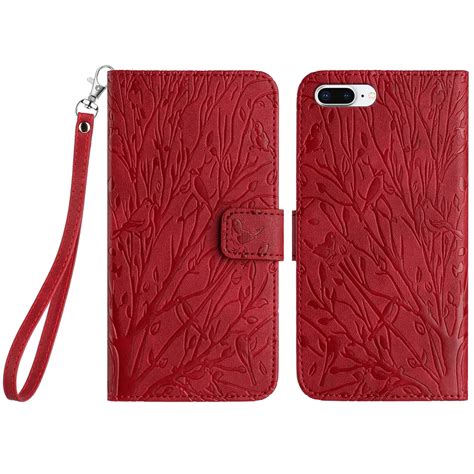 Mantto For Iphone 8 Plus7 Plus Wallet Case For Women Menflip Folio Cover With Embossed Pattern