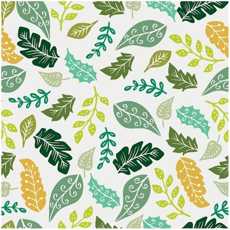 Premium Vector Seamless Pattern Doodle Leaves Background