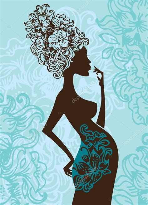 Silhouette Of Pregnant Woman In Flowers Stock Vector Image By Pimonova