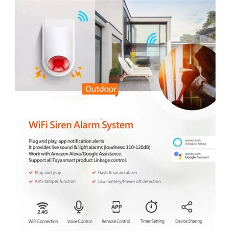 Sirena Wifi Vhome Smart Life Inalámbrica 110dB Soporta Modo Central de