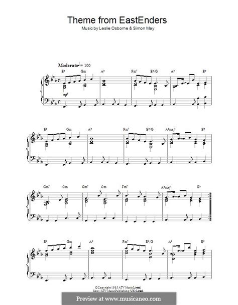 Theme from EastEnders by L. Osborne, S. May - sheet music on MusicaNeo