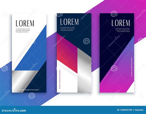 Geometric Vibrant Business Style Modern Vertical Banners Stock Vector