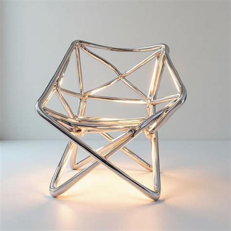 Futuristic Glowing Steel Isometric Chair