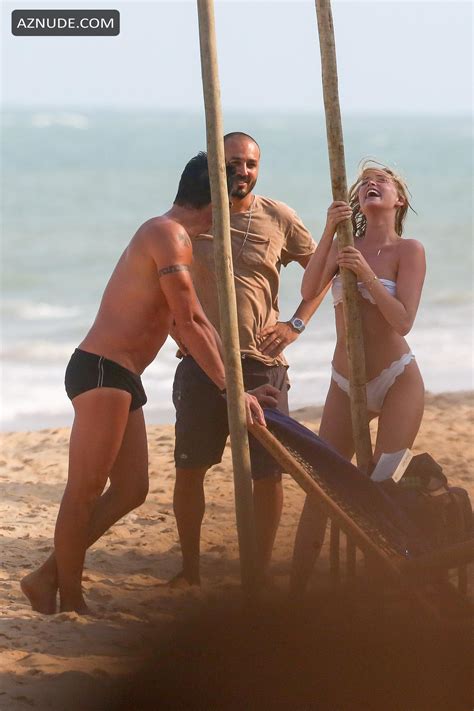 Elsa Hosk Wearing A Hot White Bikini At The Beach In Brazil AZNude