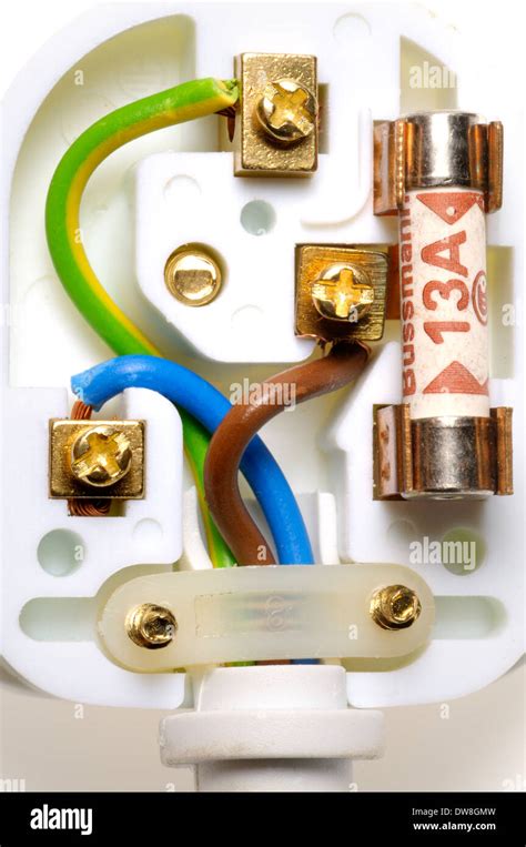 UK electric plug showing correct wiring Stock Photo - Alamy