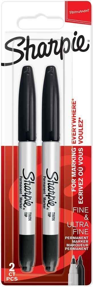 Sharpie Twin Tip Permanente Markers Fine And Ultra Fine Points Sort 2 Stk