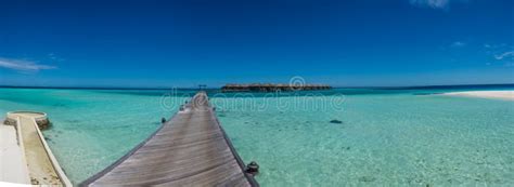 Panorama of the Ocean at the Tropical Beach at the Island Maldives ...