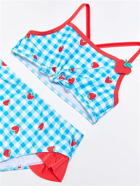 Beyaz Ekose Bask L K Z Bebek Bikini S Z Lpt Lcw