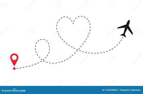 Love Travel Route Airplane Line Path Vector Icon Of Air Plane Flight