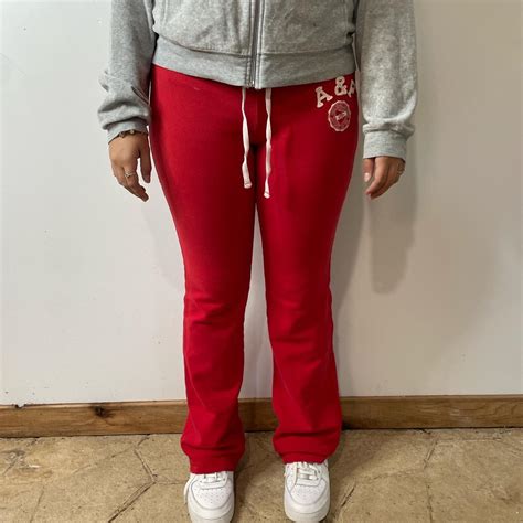 Vintage Abercrombie And Fitch Y2k Flare Red Sweat Depop