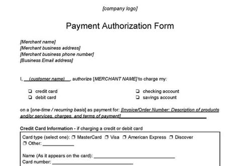 What Is A Credit Card Authorization Form Free Templates