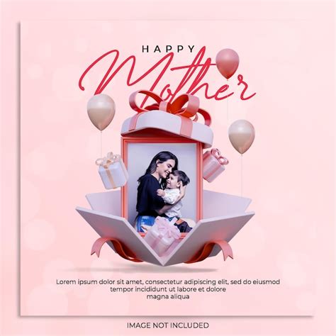 Premium Psd Mother Day With Frame Mockup Photo Banner Social Media Post Template