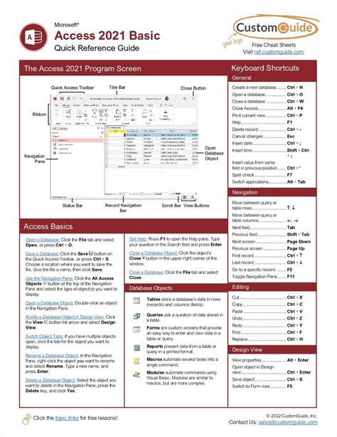 Microsoft Access Reference Guide Kit Free Ekit