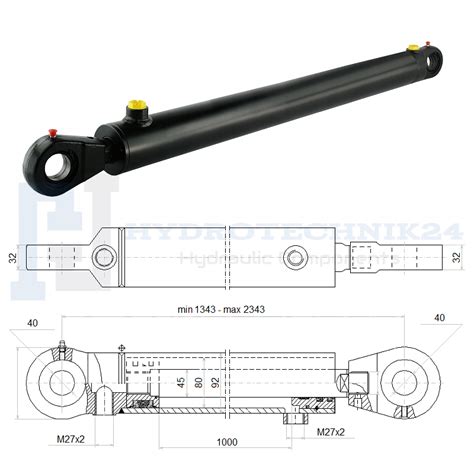 Hydraulikzylinder Doppeltwirkend Cj F Mit Gelenkaugen Mm