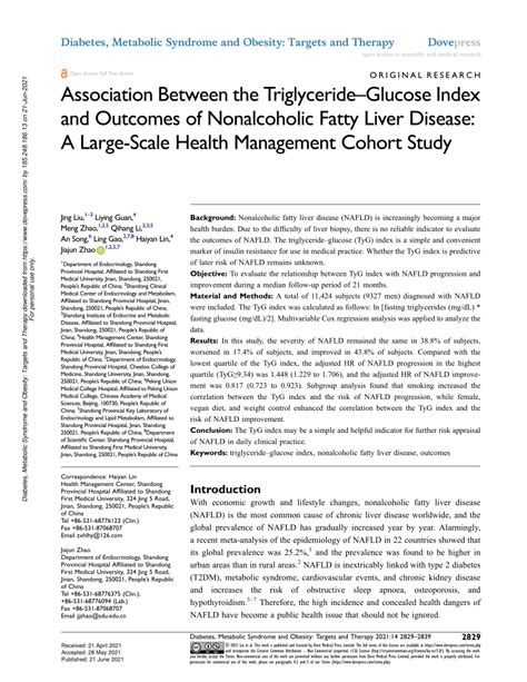 Pdf Association Between The Triglycerideglucose Index And Outcomes