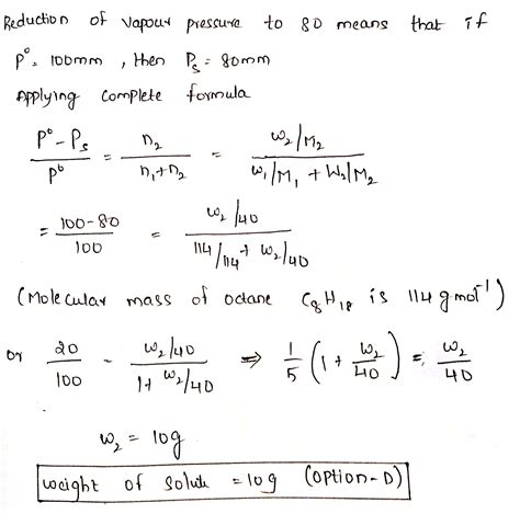 Calculate The Mass Of A Non Volatile Solute Molar Mass 40 G Mol 1