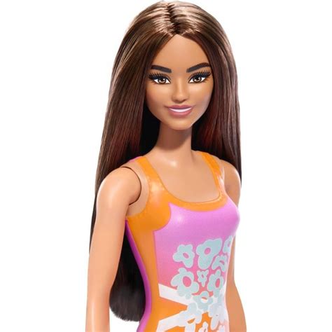 Muñeca Barbie Beach Con Cabello Castaño Claro Y Traje De Baño Tropical