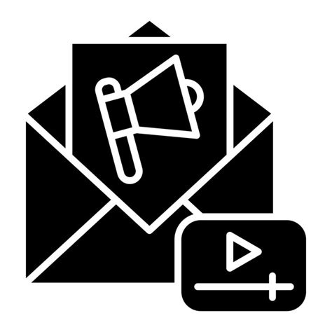 Premium Vector Email Video Marketing Glyph Solid Black Illustration