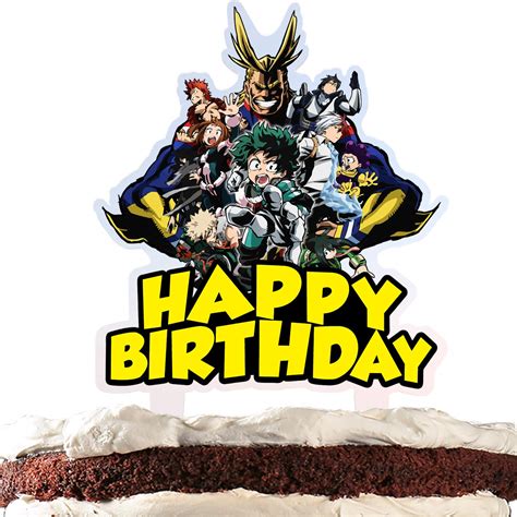 Buy Hero Academia Cake Topper Heroes Cartoon Happy Birthday Theme Decor