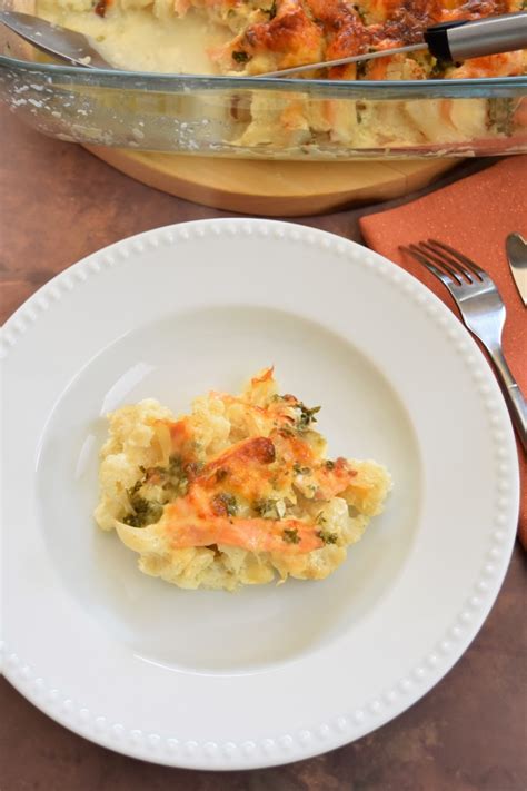 Gratin de chou fleur au saumon fumé Recette terre et mer