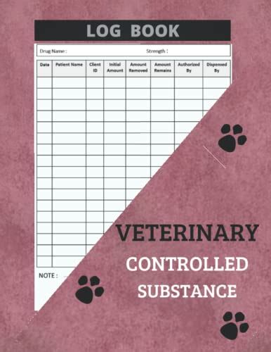 Veterinary Controlled Substance Log Book A Record Book For