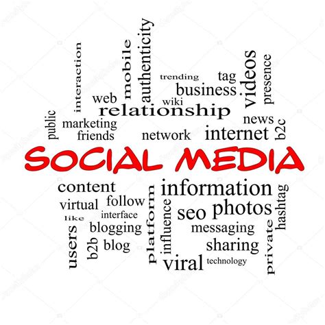 Social Media Word Cloud Concept In Red Caps Stock Photo Mybaitshop