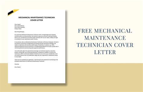 Mechanical Maintenance Technician Cover Letter In Word Google Docs