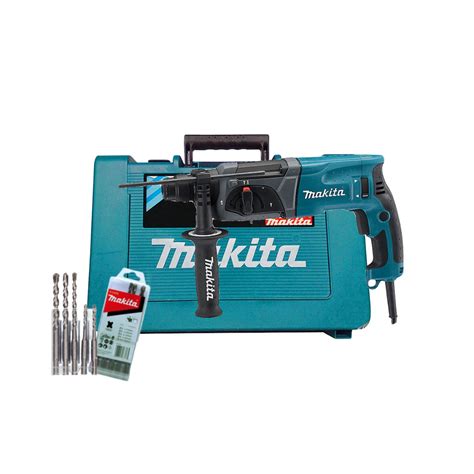 Kit Martelete Combinado 24mm 800w Hr2470 Makita E 5 Brocas Para