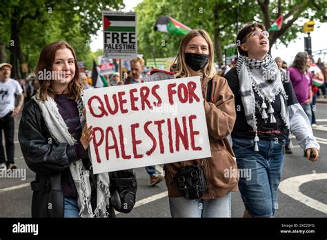 Queers For Palestine Demonstrators On Victoria Embankment Pro