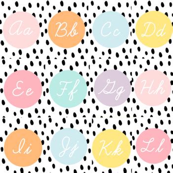 A Z Cursive Polka Dot Alphabet Posters ABC Classroom Decor 7x9