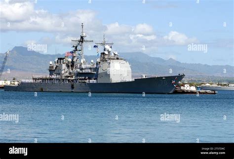 US Navy Ticonderoga-class guided-missile cruiser USS Lake Erie (CG 70) returns home, following a ...