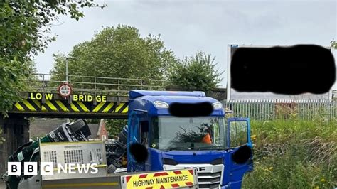 Stoke On Trent Road Shut After Lorry Toppled In Bridge Strike Bbc News