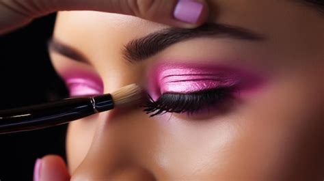 Premium Ai Image Makeup Artist Applying Eyeshadow On Woman With Brush