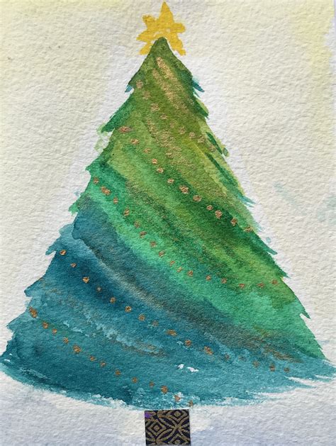 Merry Christmas Tree Watercolour Painting By Rosie Kerr Painting