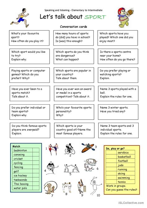 Lets Talk About Sport English Esl Worksheets Pdf Doc