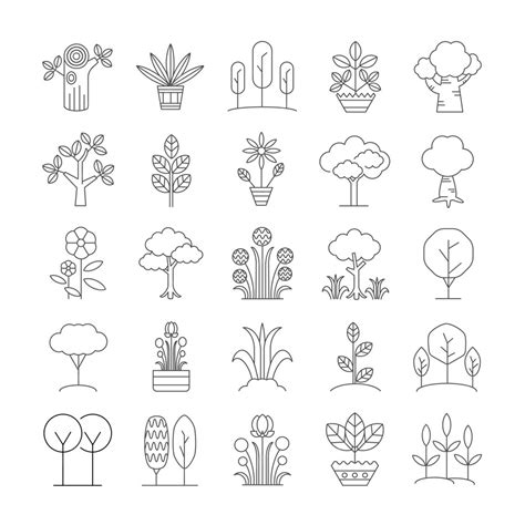 Premium Vector Tree And Garden Icon Set