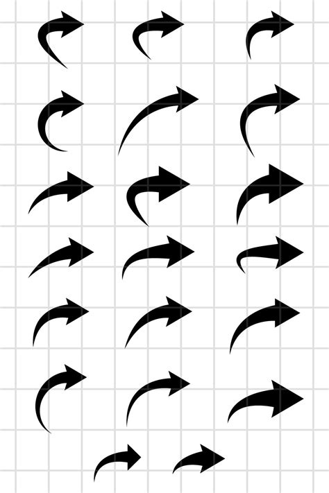 Set Of Black Curved Arrow Icons Vector Eps And Ai