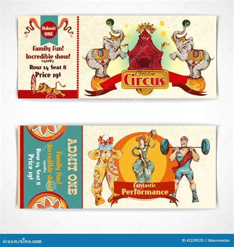 Circus Vintage Tickets Set Stock Vector Illustration Of Magic 42239525