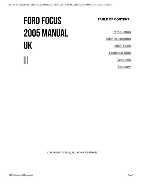 Ford focus 2005 manual uk by zhcne20 - Issuu